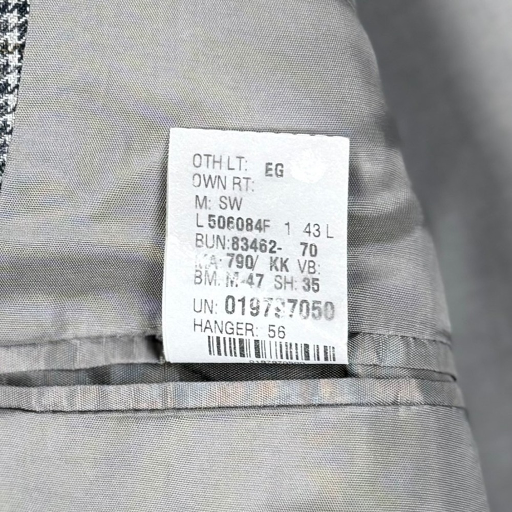 Chaps Ralph Lauren Gray Houndstooth Blazer Sport Coat 43L Silk Wool Blend - Picture 5 of 11